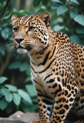 Leopard sitting in jungle