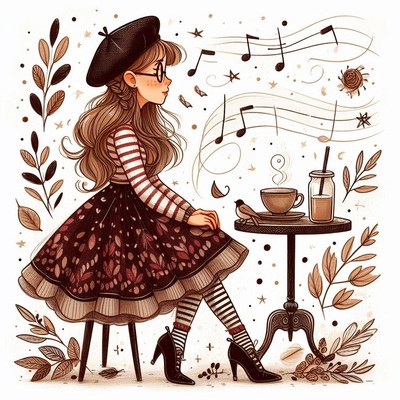 Girl enjoying coffee and music