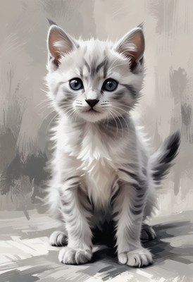 Gray kitten sitting on floor