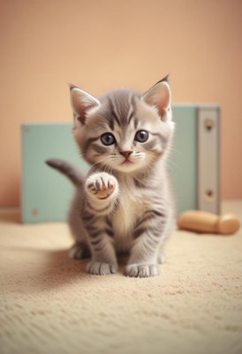 Kitten reaching for camera
