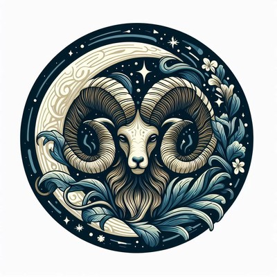 Ram illustration with moon and stars