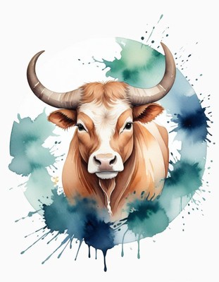 Watercolor bull illustration