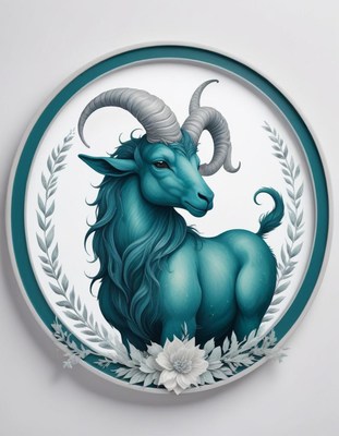 Teal ram zodiac illustration