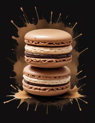 Chocolate macarons with splashes