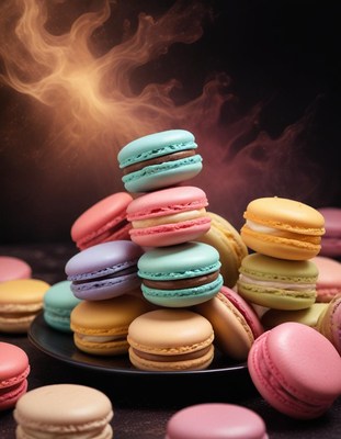 Colorful macarons on a plate