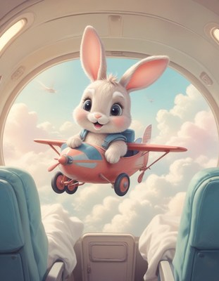 Bunny pilot flying airplane