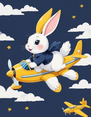 Bunny pilot flying through the night