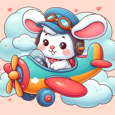 Bunny pilot flying airplane