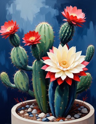 Blooming cactus in pot