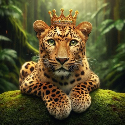 Leopard king in the jungle
