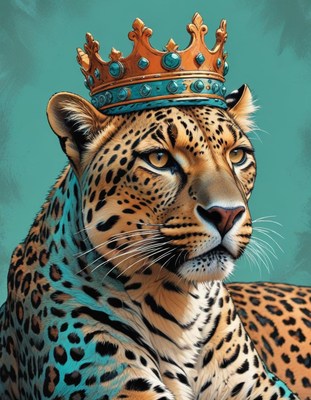 Leopard wearing crown