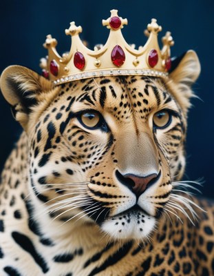 Leopard wearing a crown