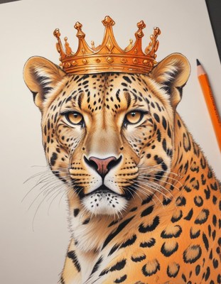 Leopard with golden crown