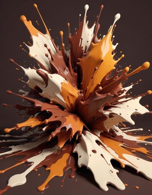 Brown, white, and orange paint splash