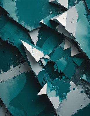 Abstract teal and gray geometric shapes