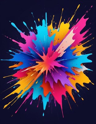 Colorful paint splatter on black background