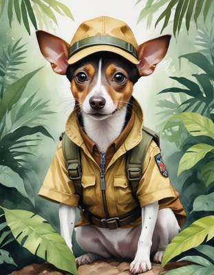 Chihuahua explorer in jungle