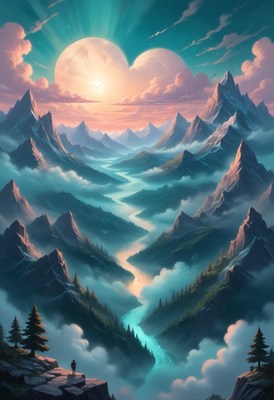 Mountain valley sunrise