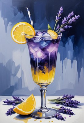 Lavender lemonade with lemon garnish