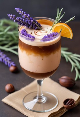 Lavender coffee drink with orange