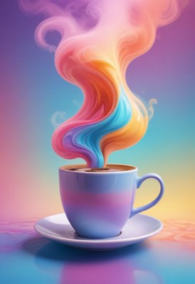 Colorful coffee steam