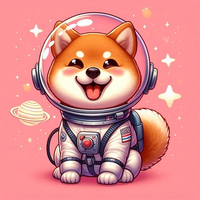 Smiling shiba inu astronaut