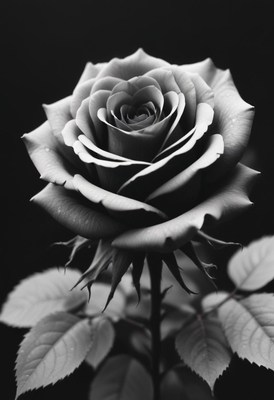Black and white rose close-up