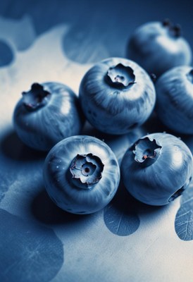 Blueberries on a blue background
