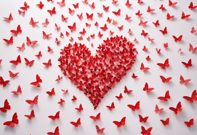 Red butterfly heart wall decor