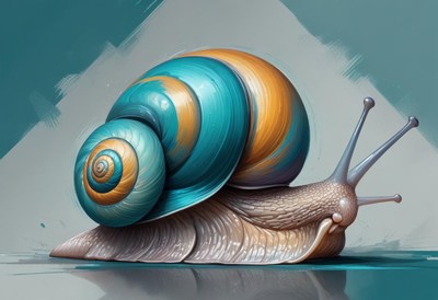 Blue and gold snail illustration