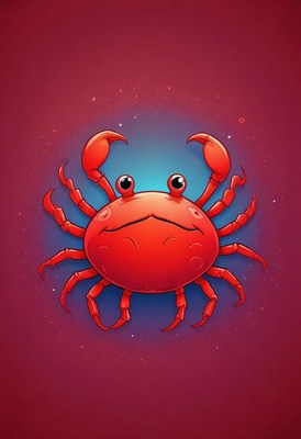 Cartoon crab on red background