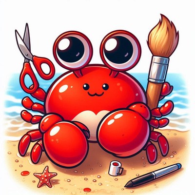 Crab artist on the beach