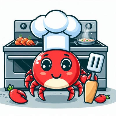 Crab chef in the kitchen