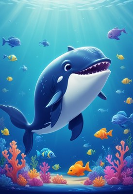 Smiling orca in ocean