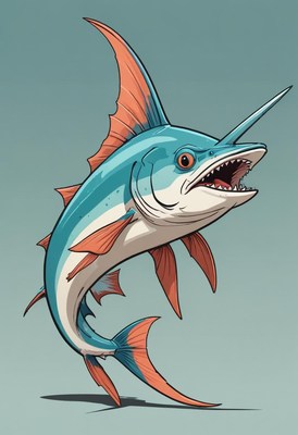 Blue and orange fish illustration