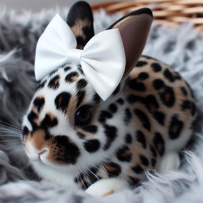 Leopard print bunny with bow