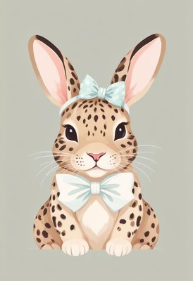 Leopard print bunny with bow