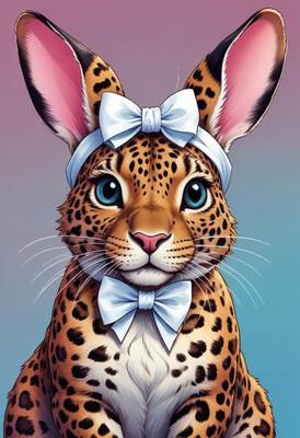 Leopard bunny with bow