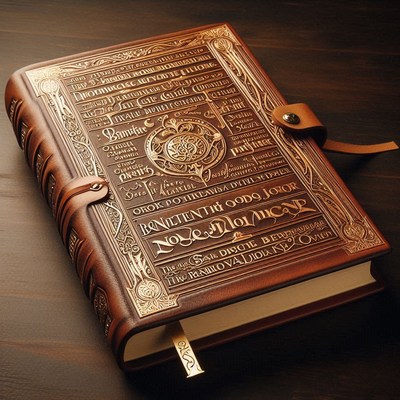 Leather-bound book with ornate gold embellishments