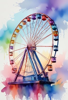 Watercolor ferris wheel illustration