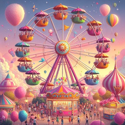 Carnival ferris wheel at sunset