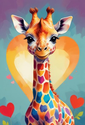 Colorful giraffe portrait