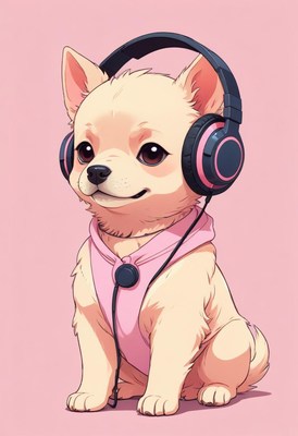Chihuahua wearing headphones