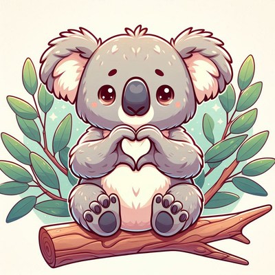 Koala making heart shape with paws