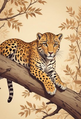 Leopard resting on branch