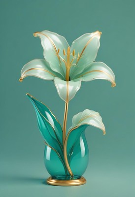 Glass lily flower arrangement