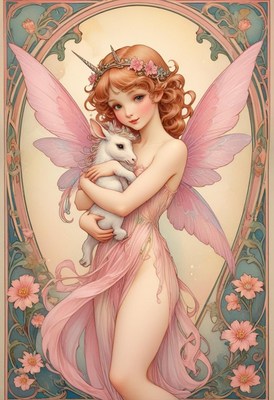 Fairy holding unicorn