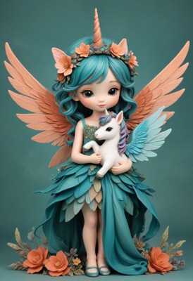 Fairy figure with unicorn companion