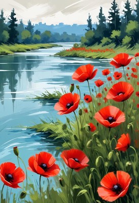 Riverbank poppies