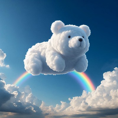 Cloud bear above rainbow